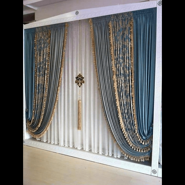 Trueliving Blue Look Curtain for Living Room, Window/Door/Long Door (Pack of 2) (Bird, 4X5 Feet (Size 48X60 Inch) Window)