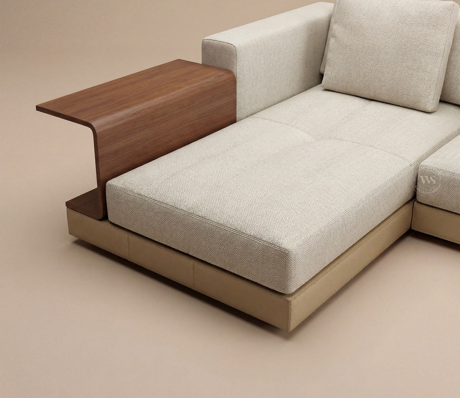 Matrix U-Shape Premium Sectional Fabric Sofa (Cottage Ivory)
