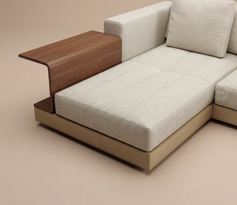 Matrix U-Shape Premium Sectional Fabric Sofa (Cottage Ivory)
