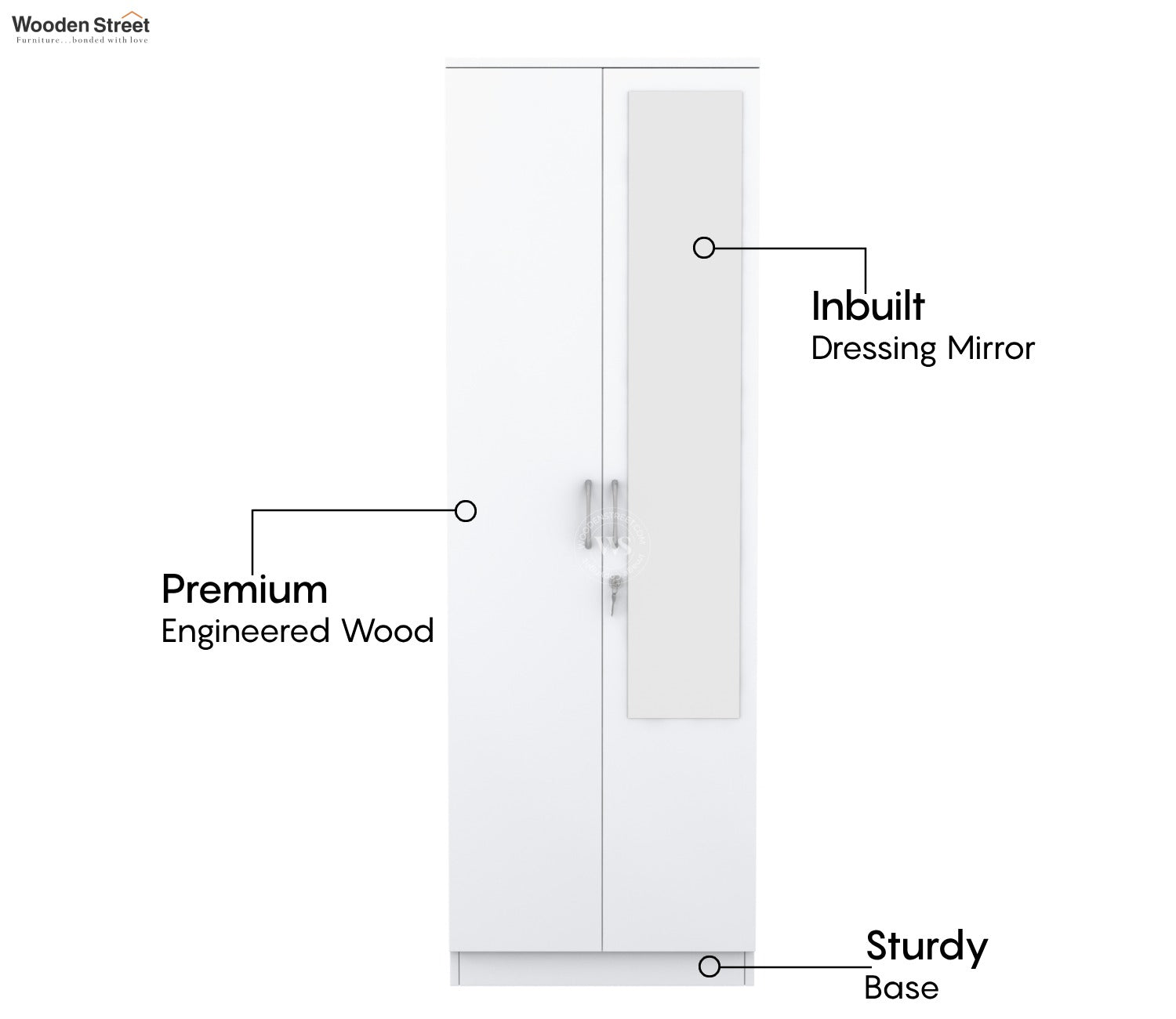 Lillian 2 Door Wardrobe With Mirror (Frosty White Finish)