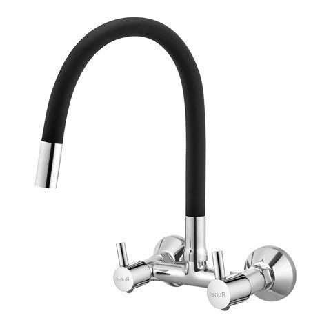 Trueliving Classy Kara Sink Mixer Brass Faucet with Flexible Silicone Black Spout20 Inches