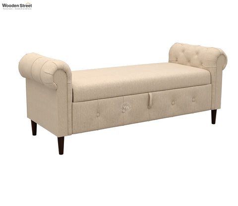 Velo Cushioned Hand Carved Sofa Bench With Hidden Storage (Jade Ivory)
