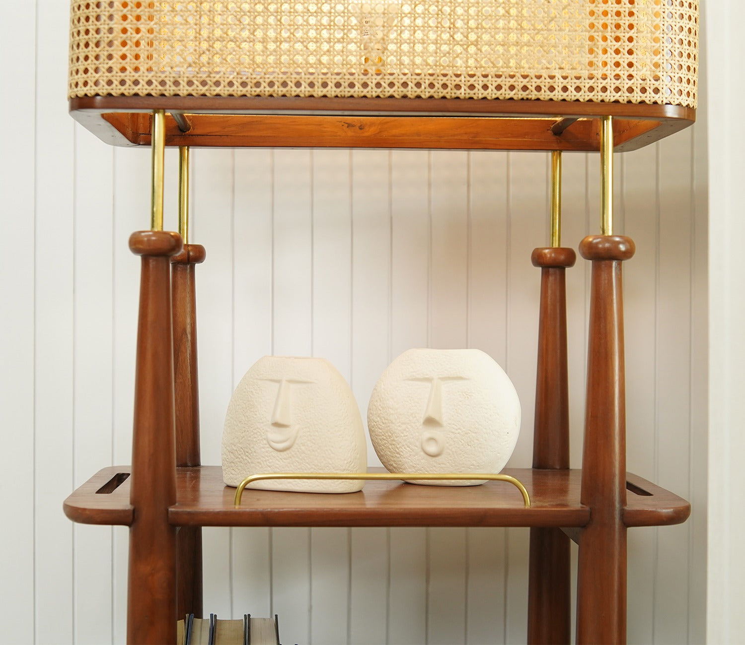 Aabha Floor Lamp With Shelves (Teak Finish)