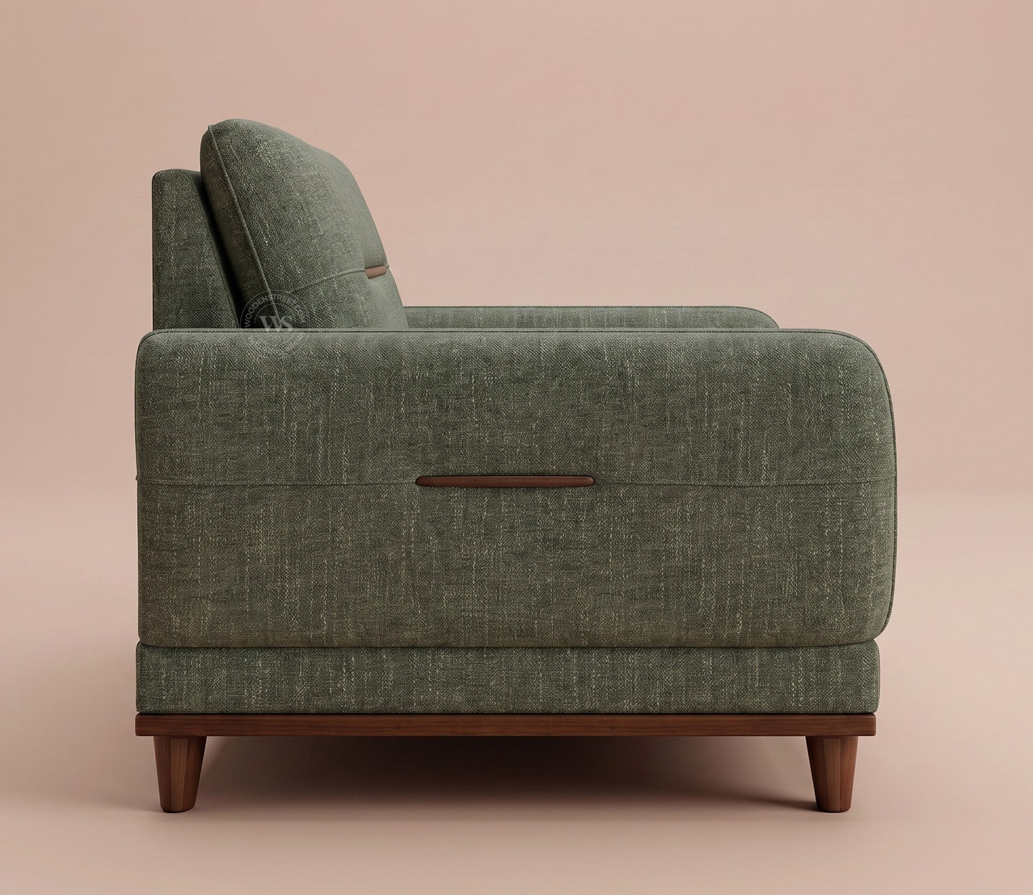 Alvaro 3+1+1 Seater Fabric Sofa with Wooden Accents (Cotton, Sage Green)