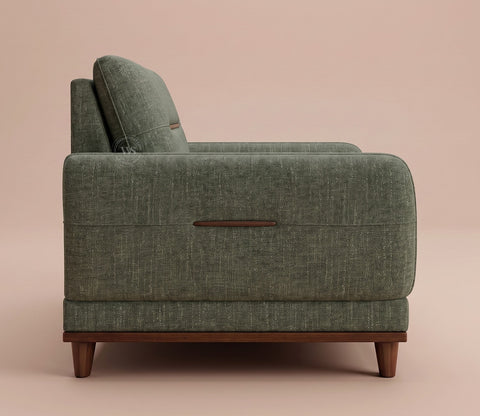 Alvaro 3+1+1 Seater Fabric Sofa with Wooden Accents (Cotton, Sage Green)