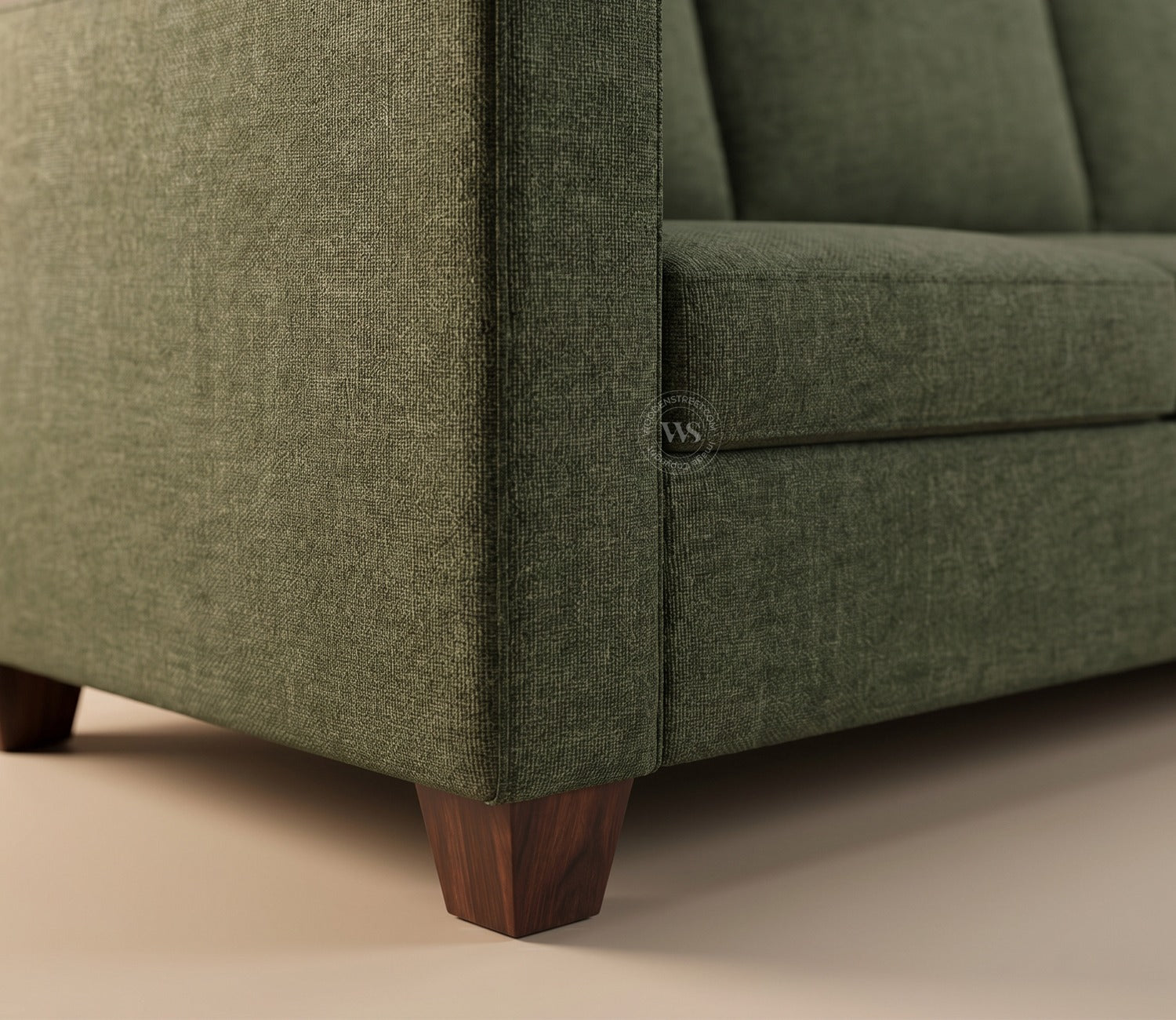 Albus L-Shape 5 Seater Right Aligned Sofa (Cotton, Sage Green)