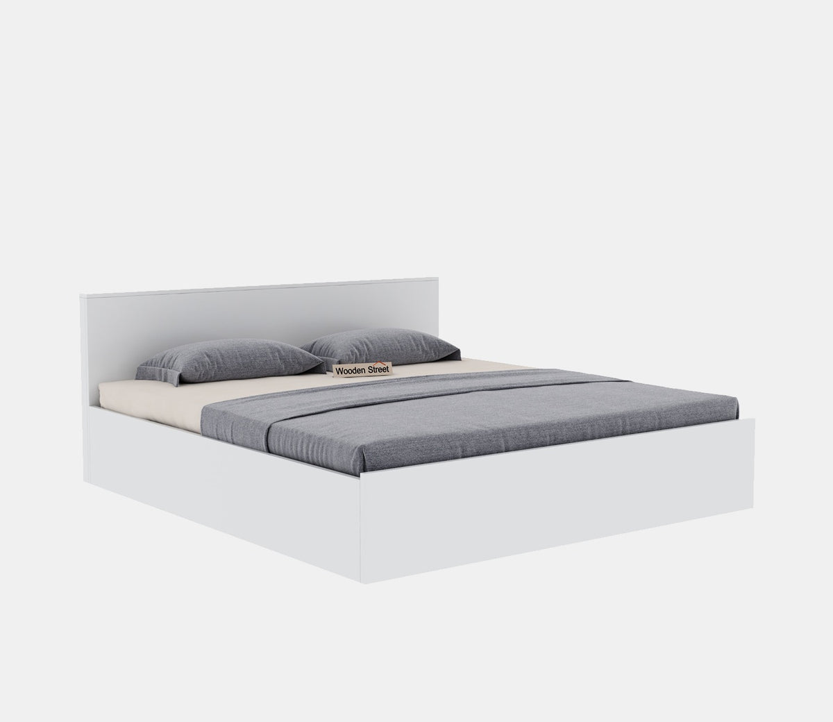 Clemency Bed with Box Storage (King Size, Frosty White Finish)