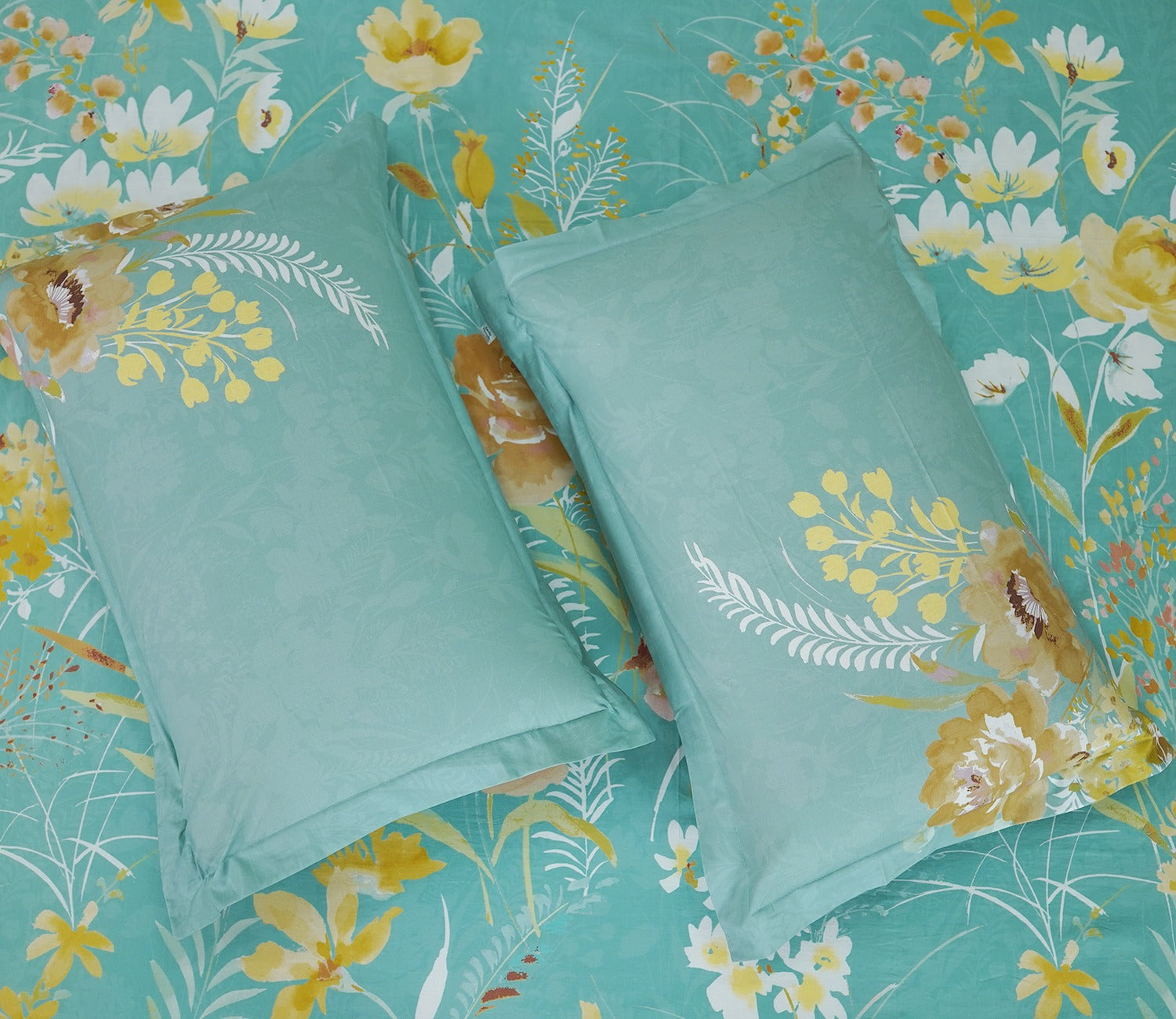 Marigold 144 TC Flat Pure Cotton King Size Bedsheet With 2 Pillow Covers (Blue)