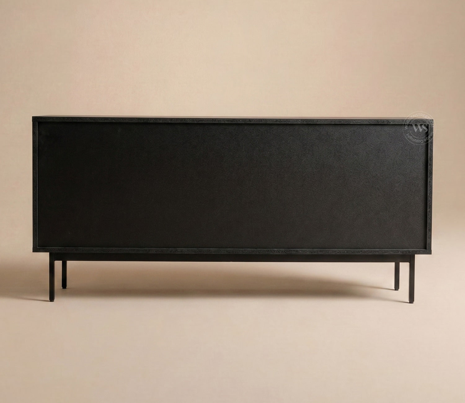 Marbay Modern Black Sideboard & Cabinet with Textured Front & Metal Base (Engineered Wood, Marble Pattern)