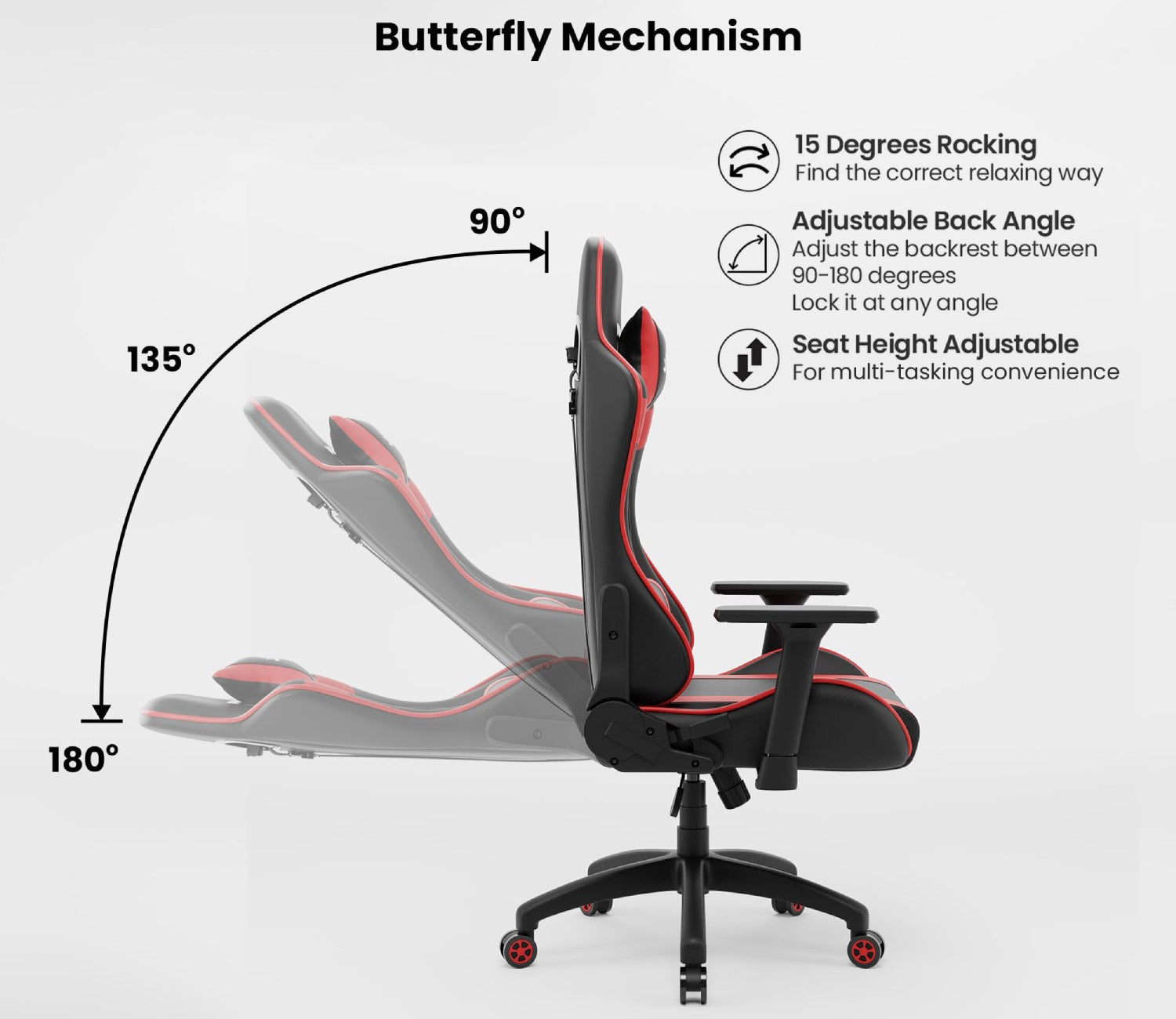 Raptor 2 Multi-Functional Ergonomic Leatherette Office Chair (Red)