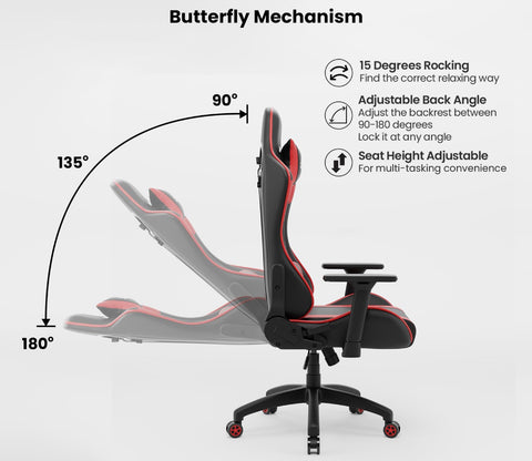 Raptor 2 Multi-Functional Ergonomic Leatherette Office Chair (Red)