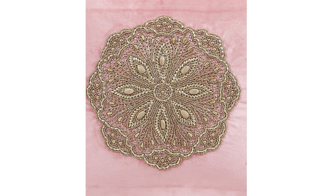 Beaded Velvet Cushion Covers - Set of 1 (Peach, 18 x 18 inch)