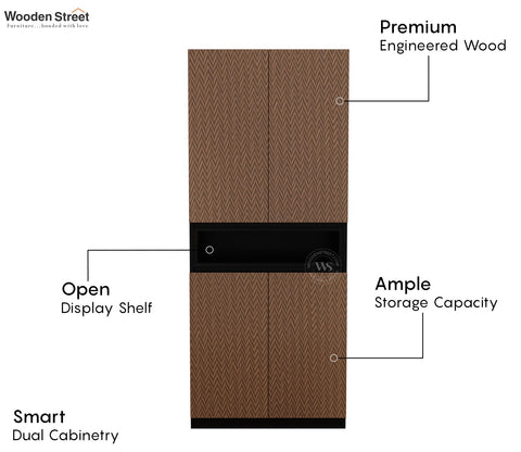 Vespera Modern Engineered Wood Shoe Rack with Laminated MDF Door Fronts (Zigzag Brown)