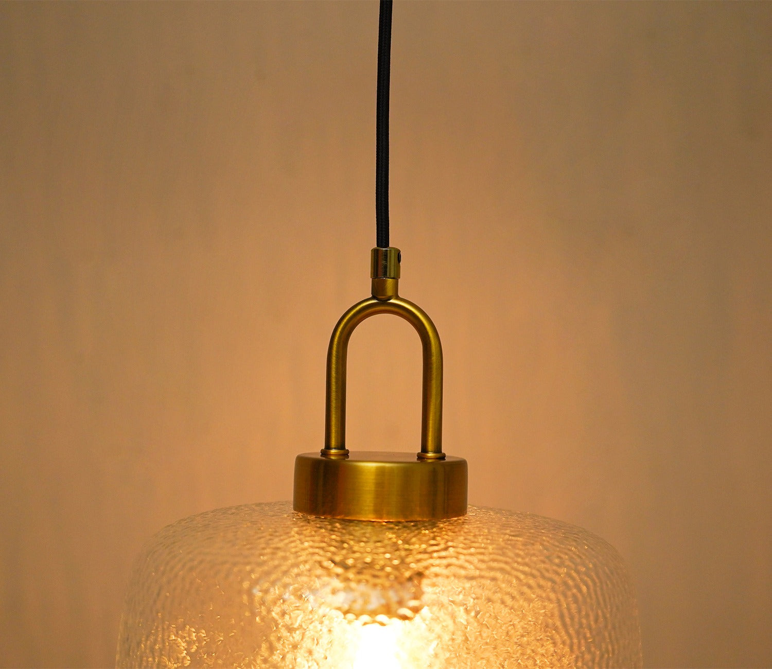 Elision Textured Glass and Metal Hanging Light (Gold, M)