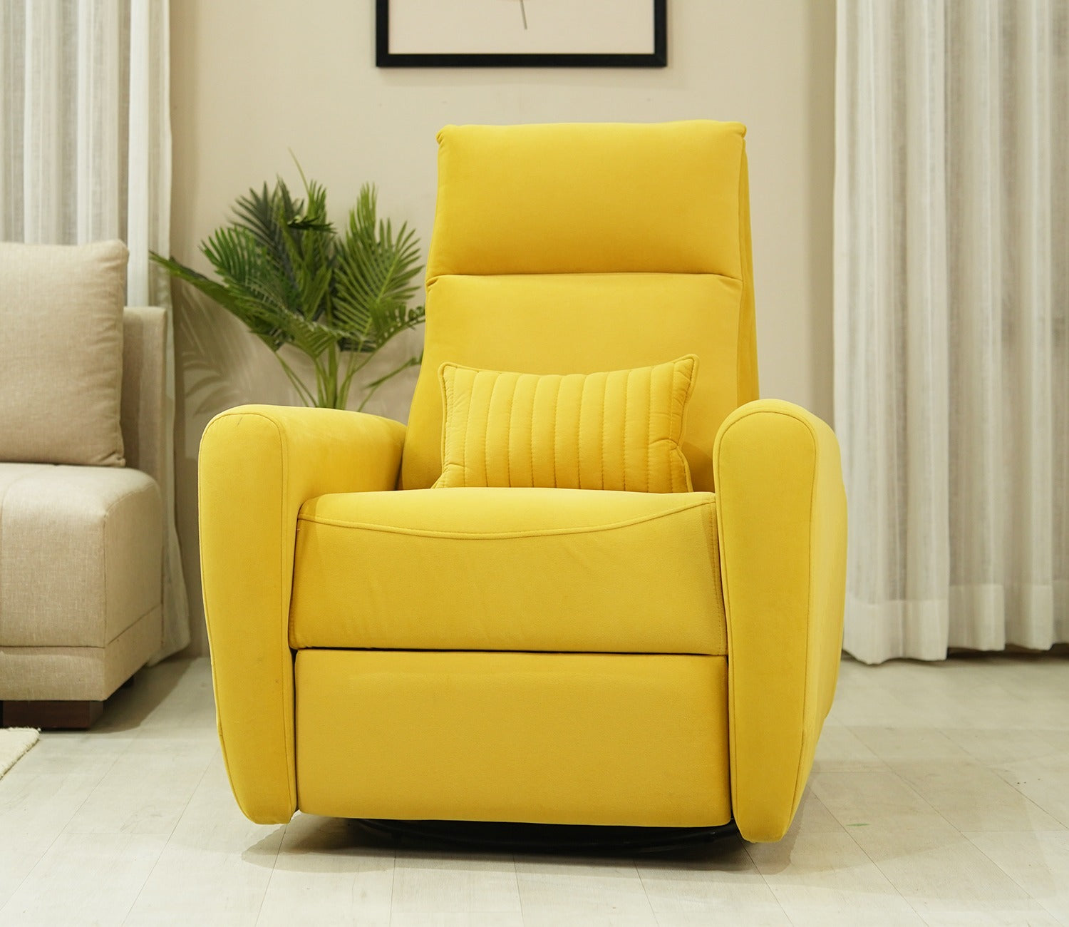 Nivaan Suede Rocking Revolving Motorized Recliner R3 (Yellow)