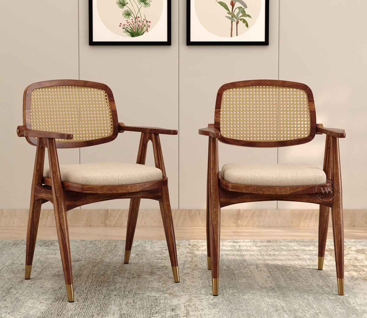 Adira Sheesham Wood Dining Chair- Set of 2 (Teak Finish)