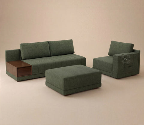Oasis L-Shape Right Aligned Sectional Sofa (Sage Green)