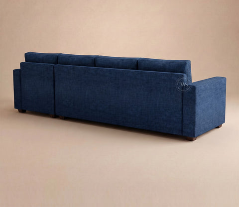 Albus L-Shape 5 Seater Right Aligned Sofa (Cotton, Iris blue)