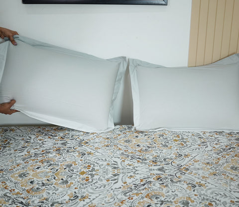 Yantra 180 TC Flat Pure Cotton King Size Bedsheet With 2 Pillow Covers (White)