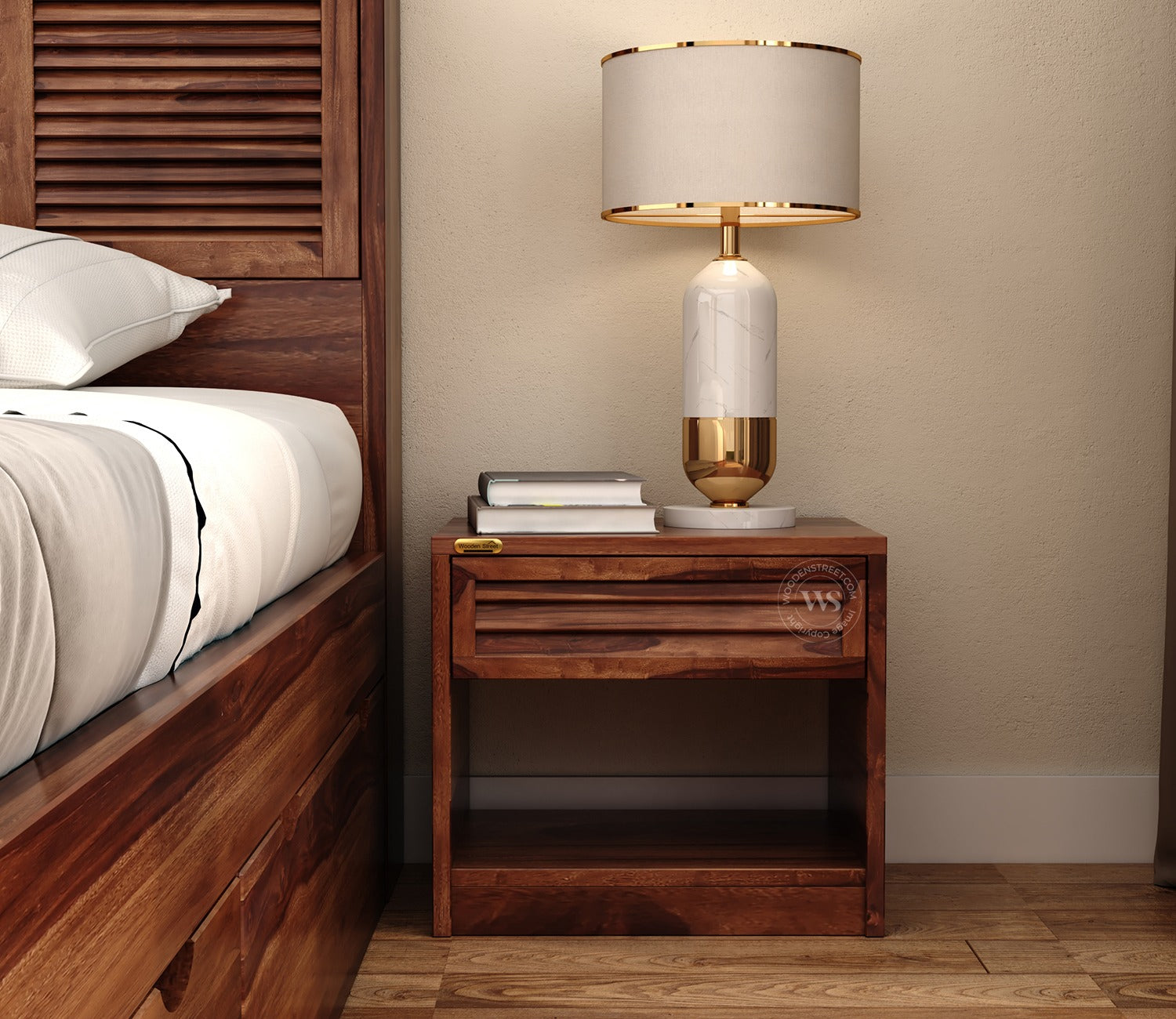 Ferguson Bed Side Table (Honey Finish)