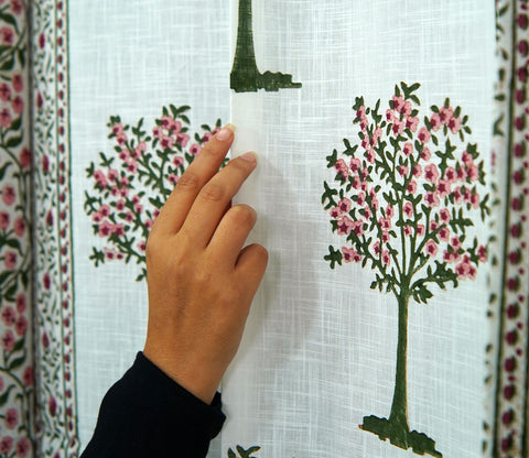 Happy Tree Jaal 1 Piece Curtain (White, 7 Feet)