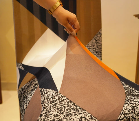 Cedric Modern Abstract Printed Polyester Spandex 1 Piece Chair Cover