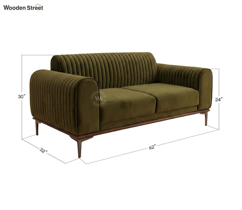 Lorenz 2 Seater Sofa (Velvet, Dark Olive Green)