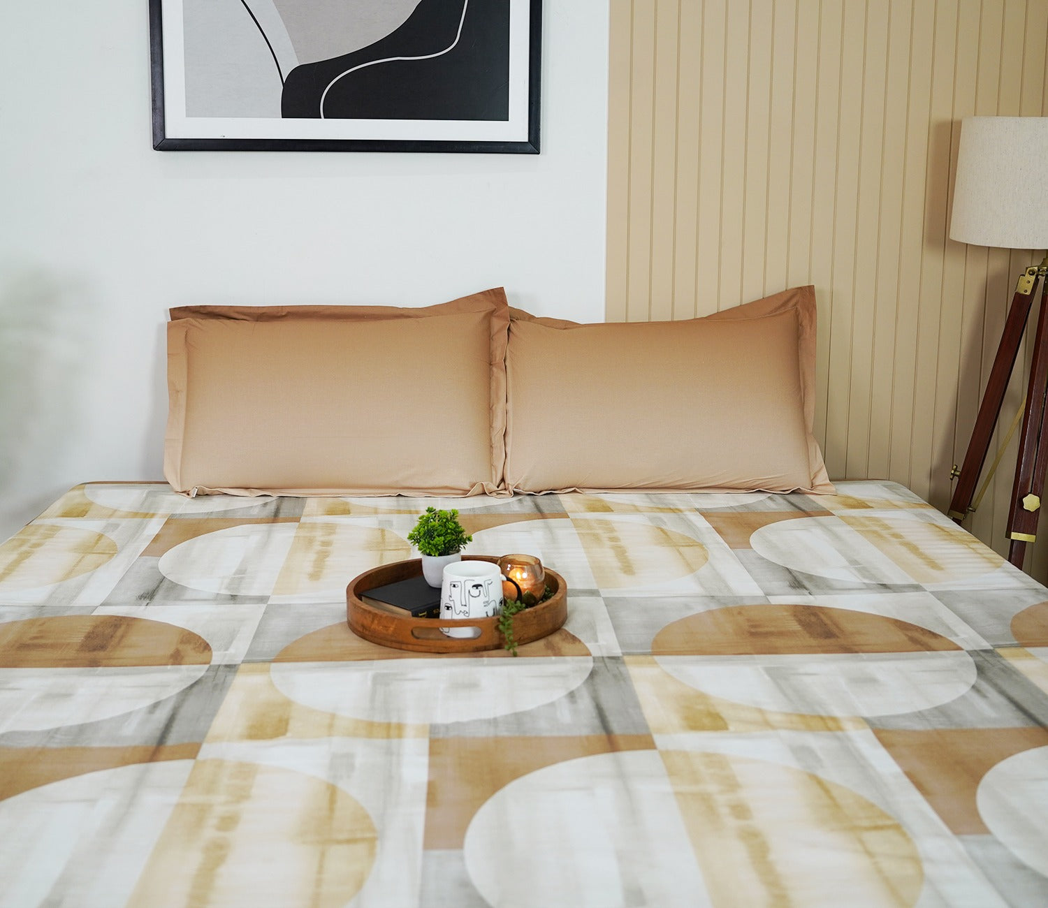 Circle 180 TC Flat Pure Cotton King Size Bedsheet With 2 Pillow Covers (Grey)