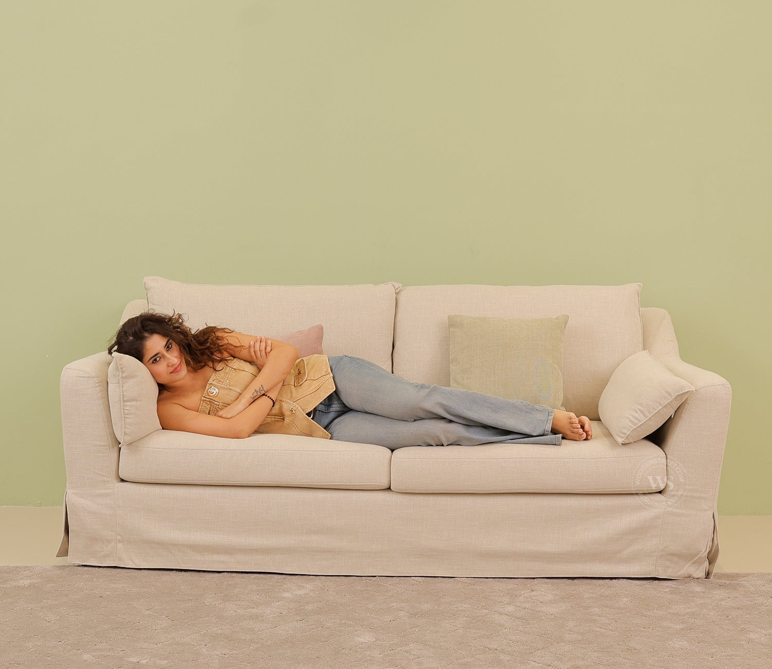 Yana 3 Seater Fabric Sofa (Beach Cream)