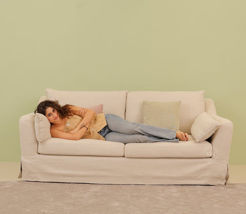 Yana 3 Seater Fabric Sofa (Beach Cream)