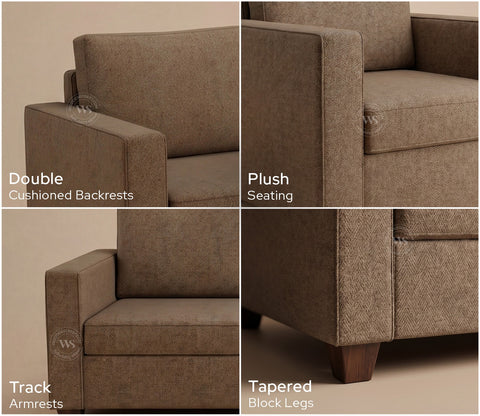 Albus One Seater Fabric Sofa (Sand Brown)