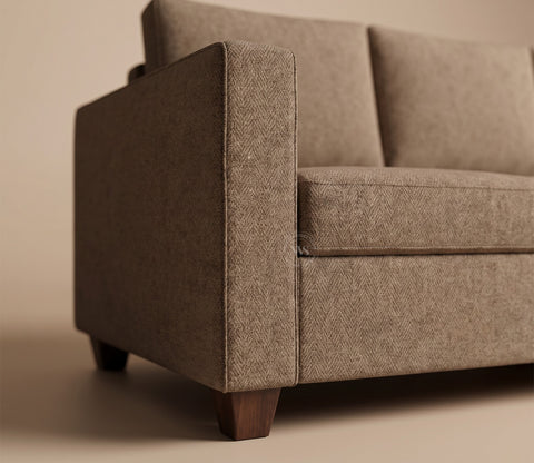Albus 3 Seater Fabric Sofa (Sand Brown)