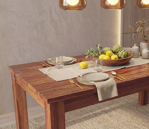 Janet 6 Seater Dining Table (Honey Finish)