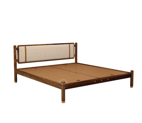 Sarthi Sheesham Wood Bed Without Storage (King Size, Teak Finish)