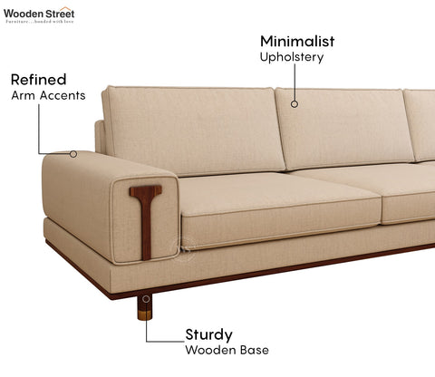 Nivas L-Shaped Sofa with Wooden Accents (Jade Ivory)