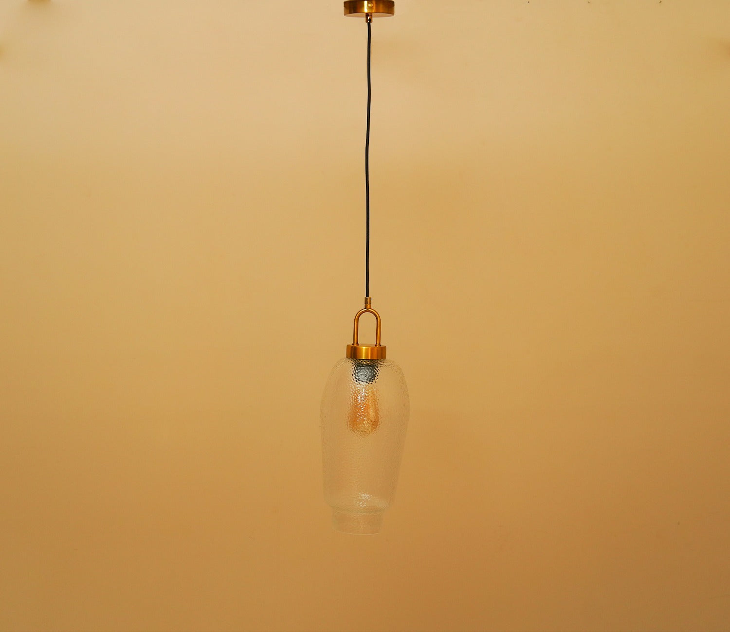 Elision Textured Glass and Metal Hanging Light (Gold, L)