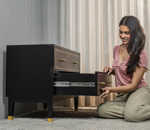 Royce Mango Wood 2 Chest of Drawers (Black Finish)