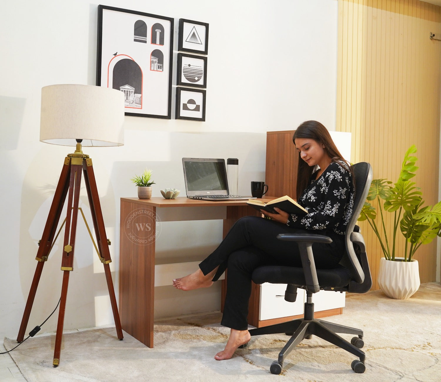 Alister Engineered Wood Study Table (Exotic Teak Frosty White)