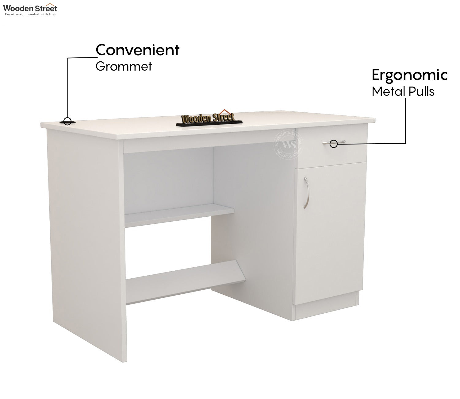 Ignite Premium Engineered Wood Study Table With Multiple Storage Space (Frosty White Finish)