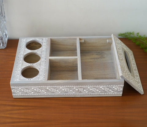 Ira Traditional Designer Hand Painted Wooden MultiStorage Tray