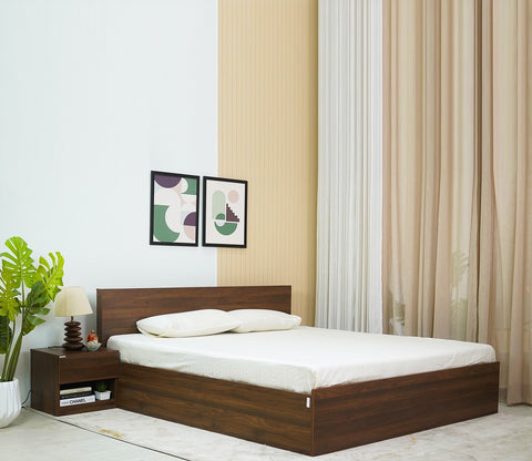 Clemency Bed with Box Storage (Queen Size, Columbian Walnut Finish)