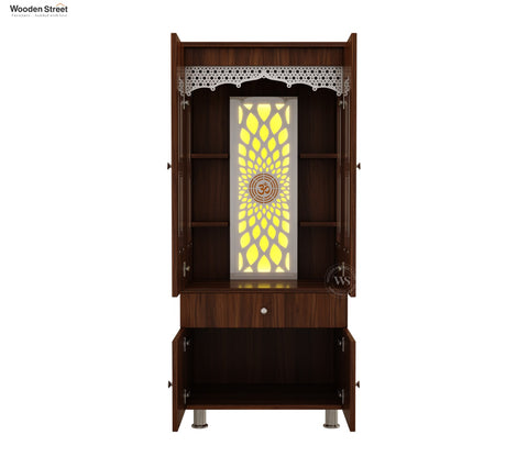Atharv Engineered Wood Home Temple With Inbuilt LED Light System (Exotic Teak)
