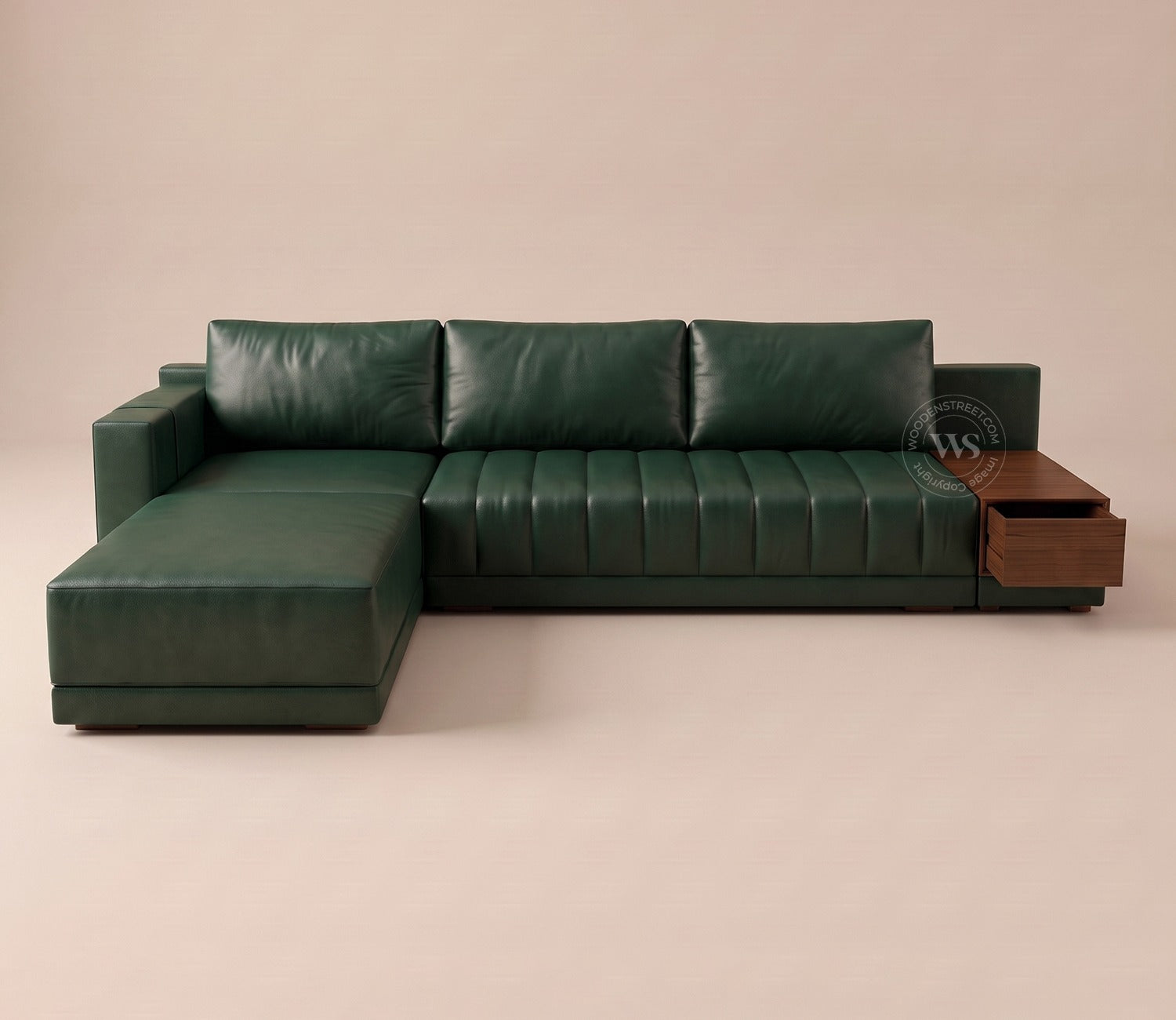 Oasis L-Shape Left Aligned Sectional Sofa (Leatherette, Leaf)