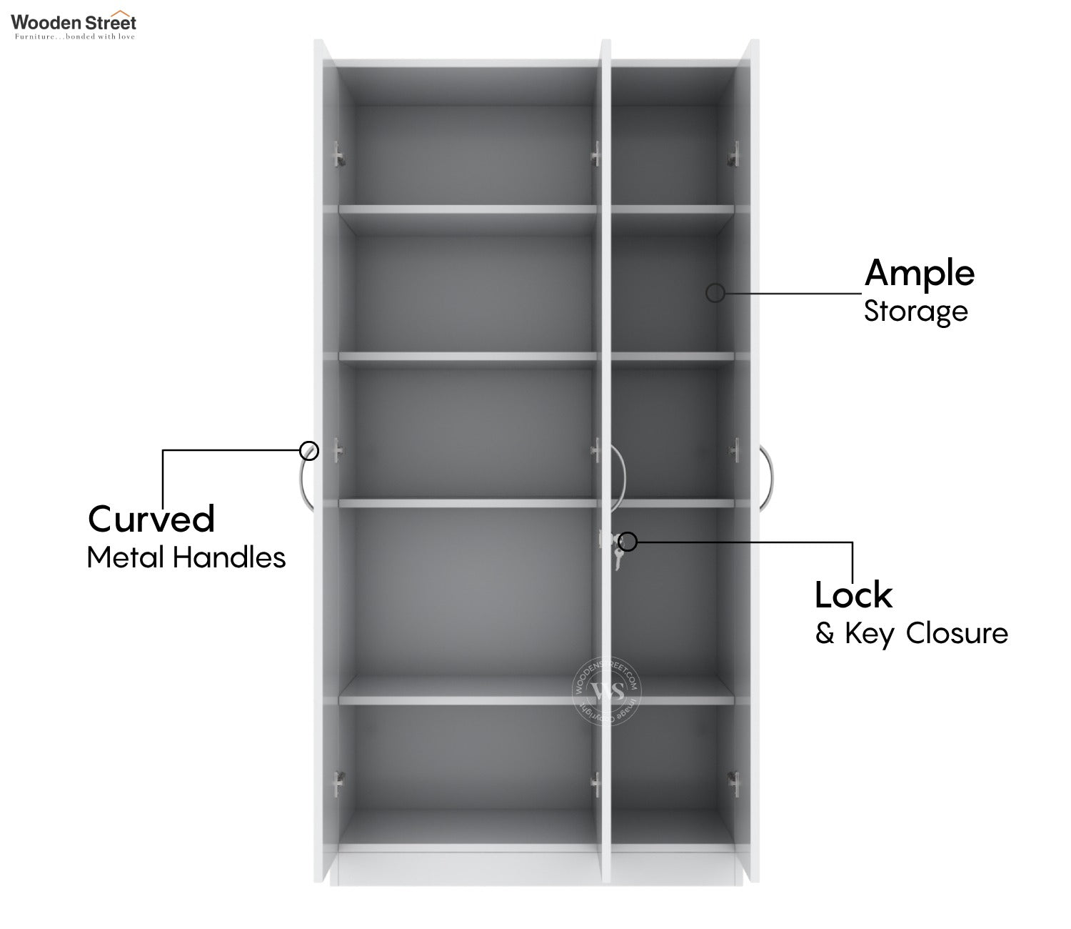 Kayden 3 Door Multi Utility Wardrobe With Mirror (Frosty White Finish)