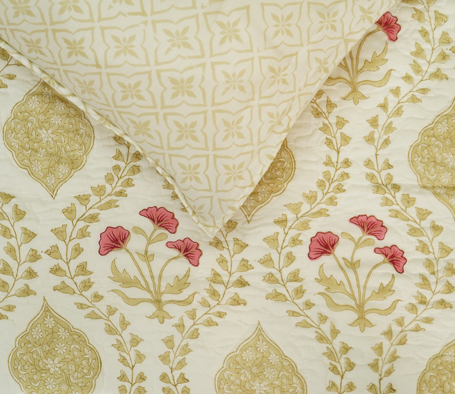 Rose Voyage Pink And Cream Voile Bed Cover