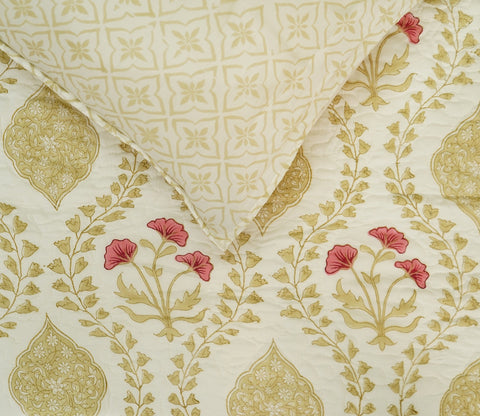 Rose Voyage Pink And Cream Voile Bed Cover