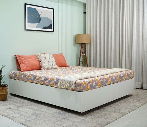 Blossom Celebration Queen Size Bedsheet (Orange)