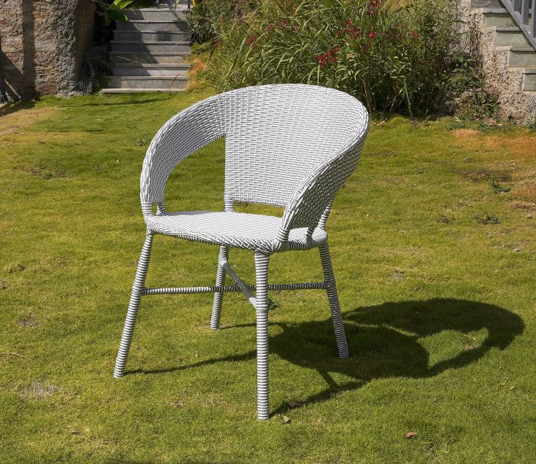 Sienna Wicker Outdoor Garden Chair (White and Black, Dual Tone)