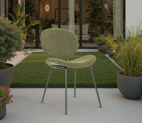 Clouda Modern Upholstered Chair in Boucle Fabric (Green)