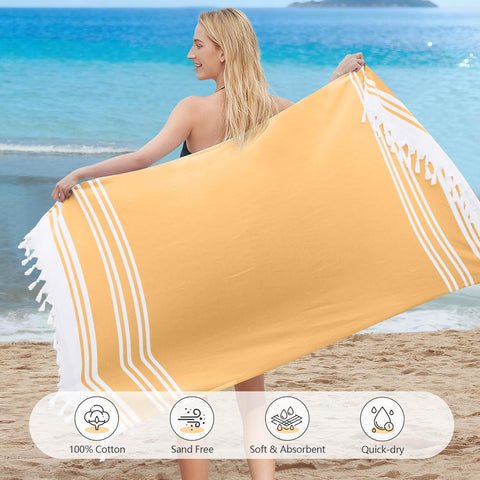 LINENKART 100% Cotton Turkish Beach Towel 180×100cm, Oversized Absorbent Towels, Sand-Free, Quick Dry & Lightweight Pool Towel for Swimming, Travel, Holiday – Lime